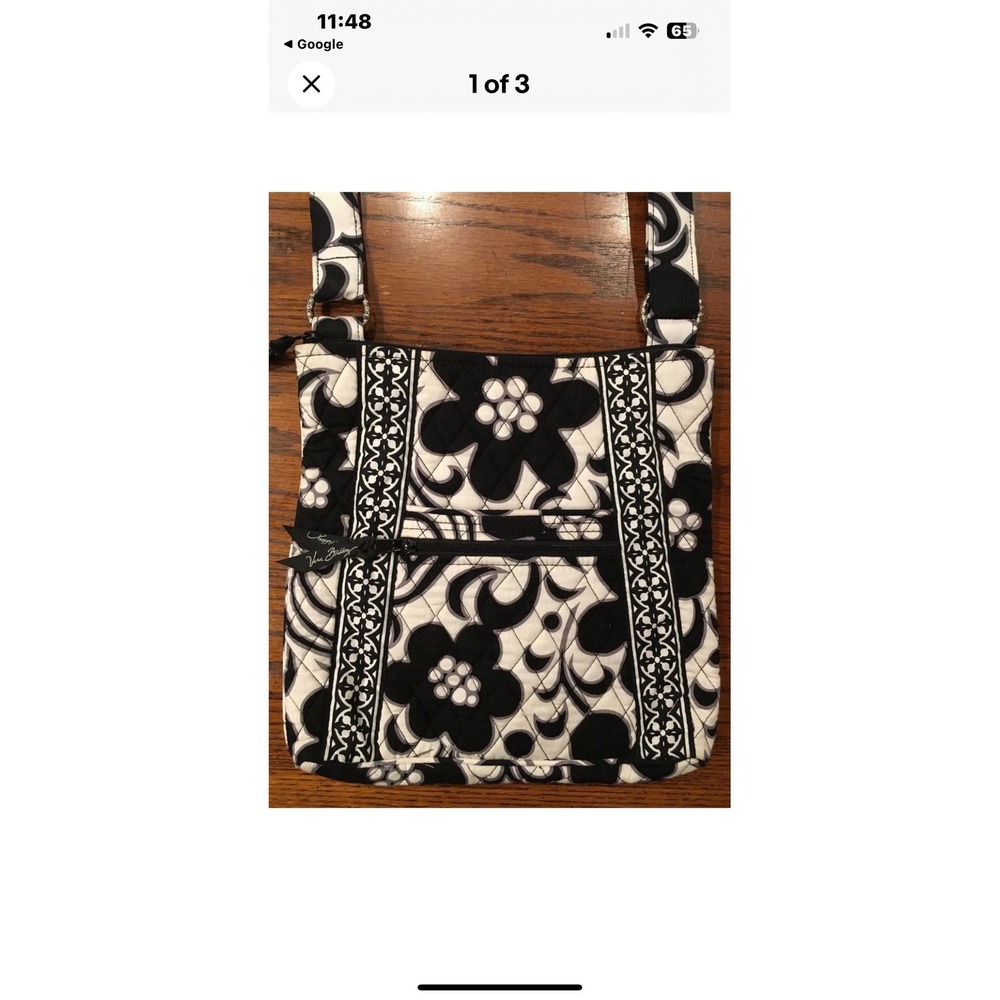 Vera Bradley‎ Crossbody Black And White Hipster Bag 12" X 12"